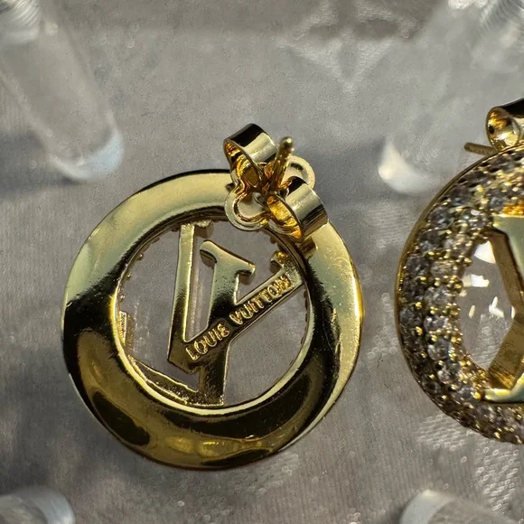 Louis Vuitton Gold and Silver Logo LV Earrings - Picture 4 of 4